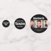 Confettis Noir 3 classe de graduation photo de 2025 (Devant)