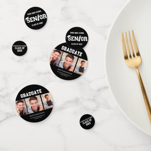 Confettis Noir 3 classe de graduation photo de 2025 (Groupe)