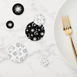 Confettis Noir & Blanc Fantaisiste Soleil Anniversaire Céles