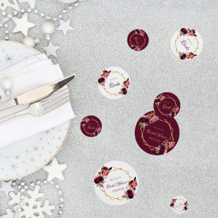 Confettis Nom géométrique doré floral bordeaux pour la douch
