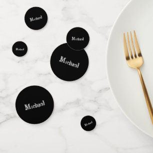 Confettis Nom monogramme moderne minimaliste noir blanc