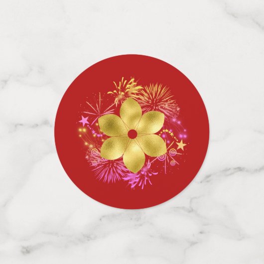 Confettis Nouvel An chinois Mouton/Chèvre Rouge/Or ID542 (Petit recto)