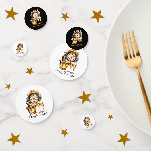 Confettis Nouvel An noir et or