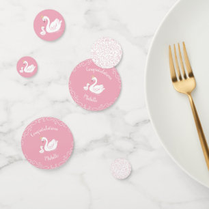 Confettis Oiseau Baby shower cygne avec thème Couronne rose