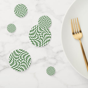 Confettis Olive Green & White À damiers Motif déformé