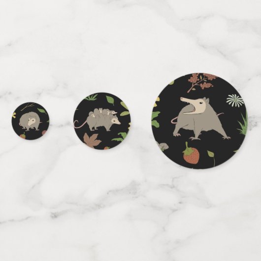 Confettis Opossum dans un champ de Berry en noir (Devant)