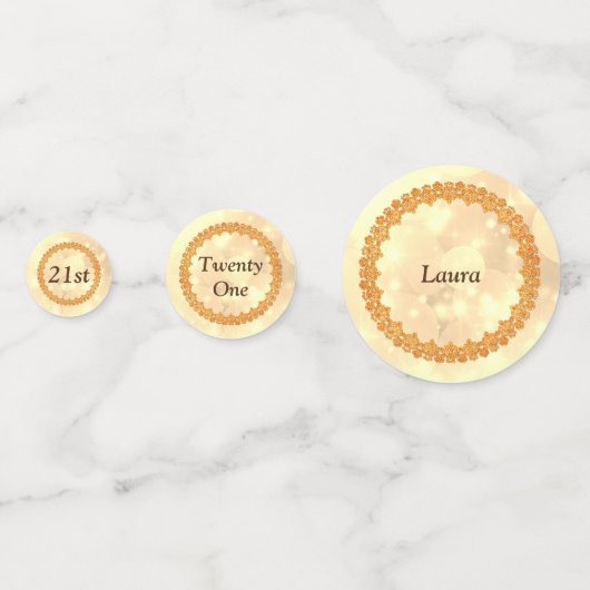 Confettis Or brillant personnalisé Joyeux 21e anniversaire (Devant)