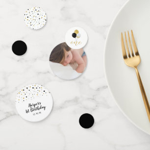 Confettis Or et noir Ballons 1er anniversaire fête