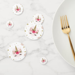 Confettis Or et rose Unicorn Fleur Fleur Fleur Fleur Fleur T