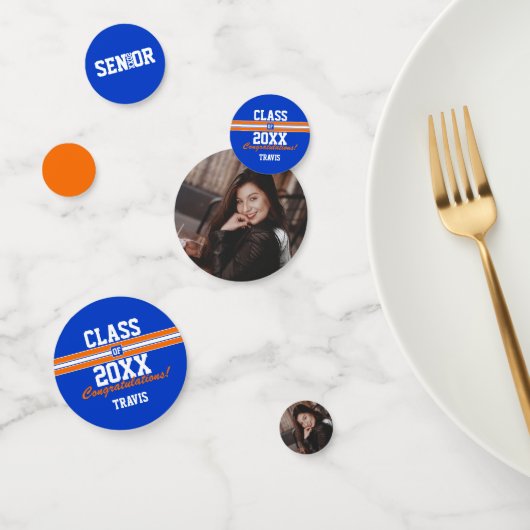 Confettis Orange et Blue Graduation Custom Félicitations (Groupe)