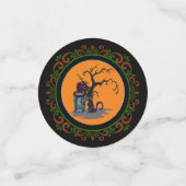 Confettis Orange Green Chats Noirs Tombstone Tree Halloween (Petit recto)