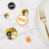 Confettis Orange Modern Circles Photo Graduation (Groupe)