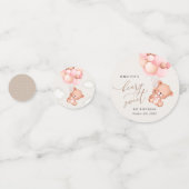 Confettis Ours De Bébé, Ballons Roses, Premier Anniversaire (Devant)