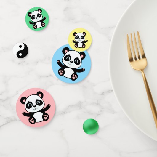 Confettis Ours de panda mignon sur multicolore (Groupe)