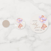Confettis Ours, Ours mignon, Ballons pourpres, Baby shower (Devant)