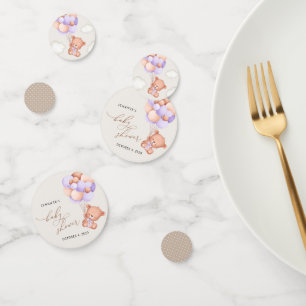 Confettis Ours, Ours mignon, Ballons pourpres, Baby shower