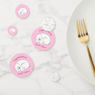 Confettis Ours polaire Baby shower fille rose
