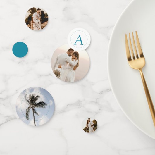 Confettis Palmier à monogramme Photos Mariage sur la plage C (Groupe)