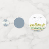 Confettis Palmier de Plage Mariage Aquarelle Tropicale (Derrière)