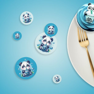 Confettis Panda Boire Bleu Boba Bubble Thé fête d'anniversai