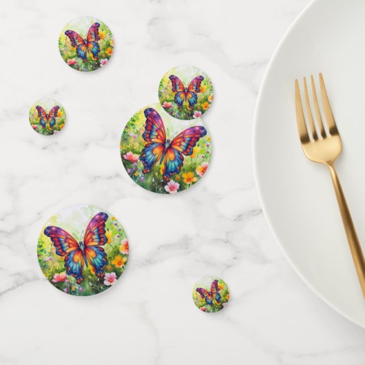 Confettis Papillon Bleu Orange ailes (Groupe)