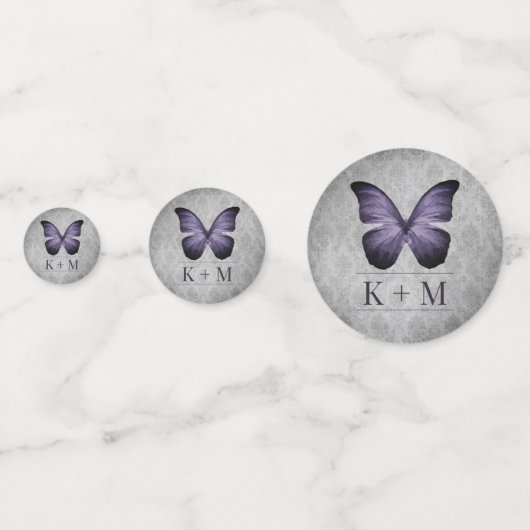 Confettis Papillon Vintage violet Mariage damassé (Devant)