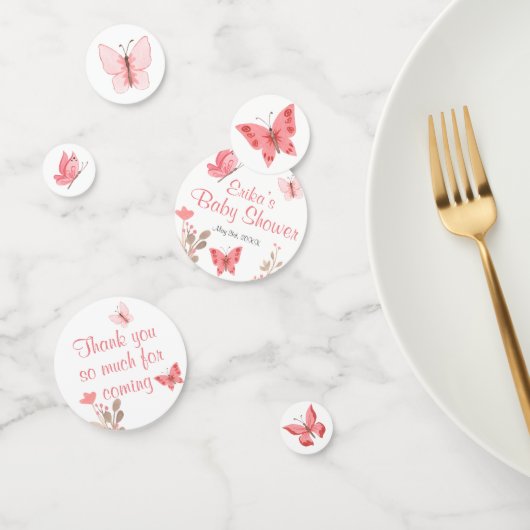 Confettis Papillons roses et Baby shower de fleurs (Groupe)