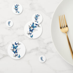 Confettis Papillons volants bleus Morpho