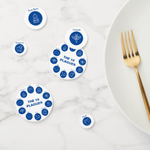 Confettis Pâque Seder Les 10 Plagues Bleu et Blanc