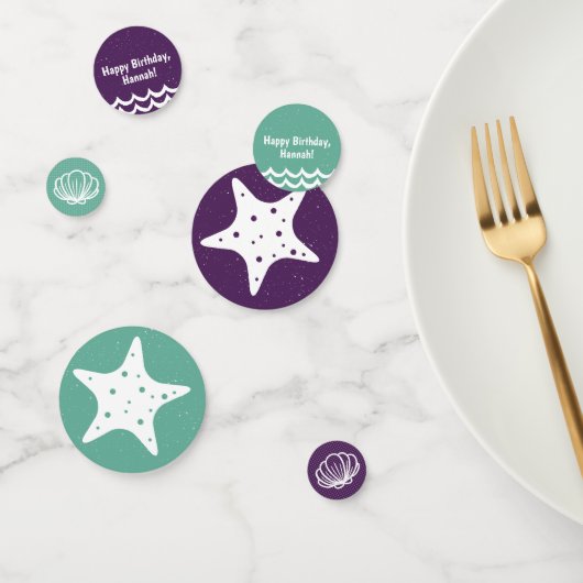 Confettis Parti de sirène pourpre et vert Starfish Sea Shell (Groupe)
