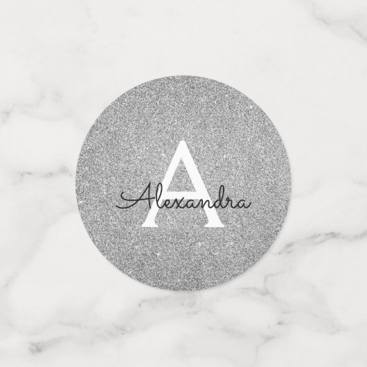 Confettis Parties scintillant Argent Sparkle Monogram Party (Petit recto)