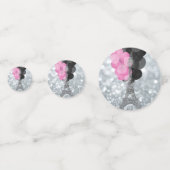 Confettis Parties scintillant Argent Tour Eiffel Ballons ros (Devant)