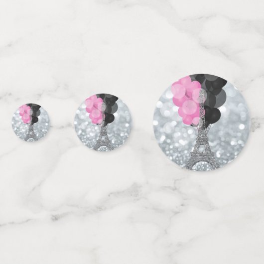 Confettis Parties scintillant Argent Tour Eiffel Ballons ros (Derrière)