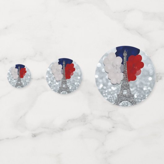 Confettis Parties scintillant Argent Tour Eiffel Rouge Blanc (Devant)