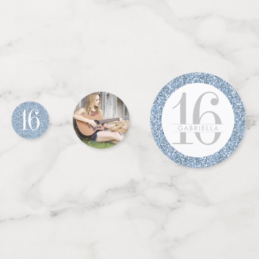 Confettis Parties scintillant bleu clair poussiéreux Grande  (Derrière)