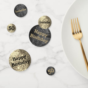 Confettis Parties scintillant d'anniversaire Noir et Or Conf