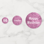 Confettis Parties scintillant d'anniversaire rose et blanc C (Derrière)