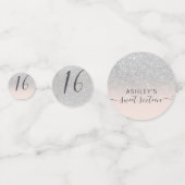 Confettis Parties scintillant d'argent ombre rose pâle photo (Derrière)