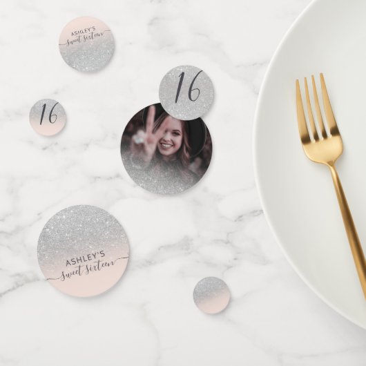 Confettis Parties scintillant d'argent ombre rose pâle photo (Groupe)