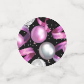 Confettis Parties scintillant d'argent rose noir fête d'anni (Petit recto)