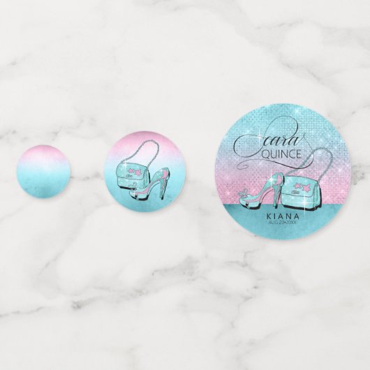 Confettis Parties scintillant et brillant Quinceanera Turquo (Derrière)