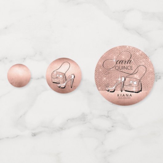 Confettis Parties scintillant et Shine Quinceanera Rose Gold (Derrière)