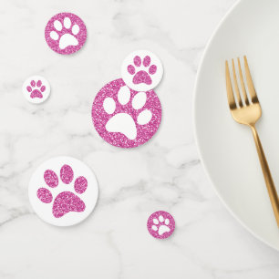 Confettis Parties scintillant rose Empreinte de patte Chiot