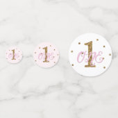 Confettis Parties scintillant rose et or UN 1er anniversaire (Derrière)