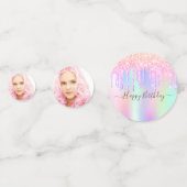Confettis Parties scintillant rose goutte photo holographiqu (Derrière)