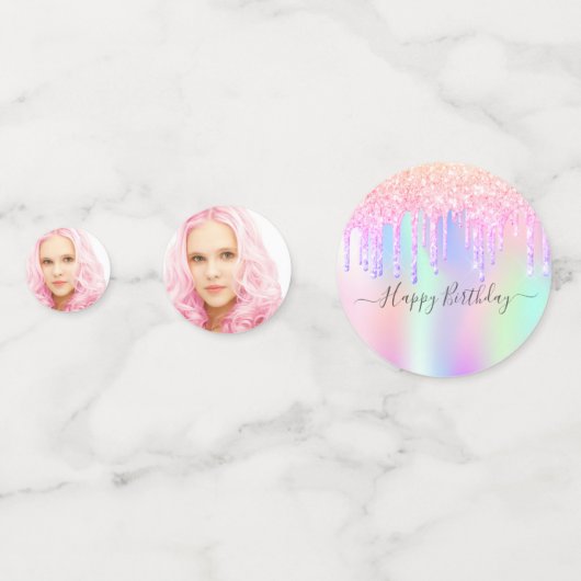 Confettis Parties scintillant rose goutte photo holographiqu (Derrière)