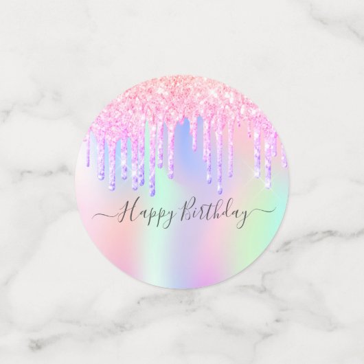 Confettis Parties scintillant rose goutte photo holographiqu (Petit recto)
