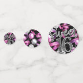 Confettis Parties scintillant rose noir argent doux 16 fête  (Devant)