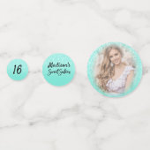 Confettis Parties scintillant turquoise Douce 16 Table de fê (Devant)