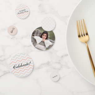 Confettis Pastel Peach et Grey Zig Zag